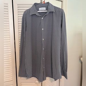 Mizzen + Main Trim Fit Dress Shirt XXL (navy and white)